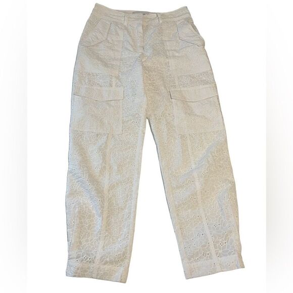 Derek Lam 10 Crosby Mila White Eyelet Cargo Utility Pants Size 8 - Picture 2 of 13